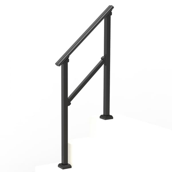 Ledstänger för seniorer, svart fyrkantigt stålrör, utomhusbruk, 2-3 stycken för verandadäck, säkerhet och stabilitet