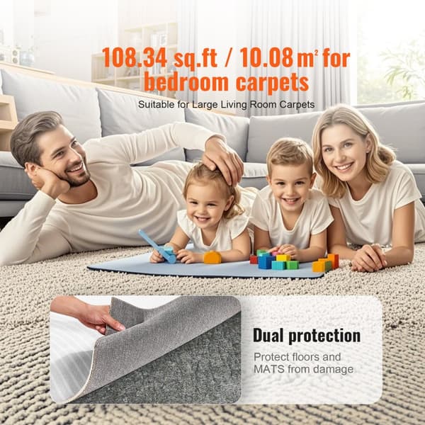 Liukumaton Matto Pad Gripper 9' x 12', 0,24 Paksu kaikkiin lattiatyyppeihin, liukueste, kestävä, mukautuva mattosuojus