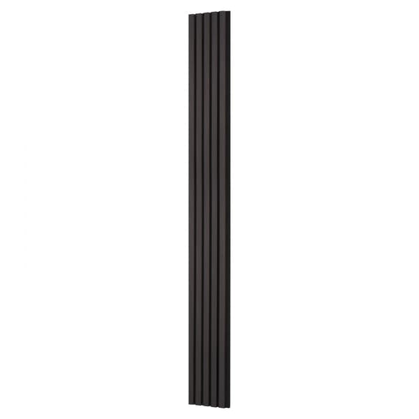 Akustikpaneler i trælameller 7,9 x 94,5 tommer, moderne vægdekoration, sort eg, lydabsorberende design.