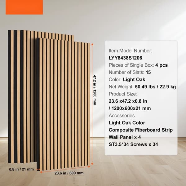 Akustiset Sälepaneelit 23,6 x 47,2 Tuuma, Moderni Seinäkoriste, Vaalea Tammi, Lisää Akustiikkaa Kotiisi