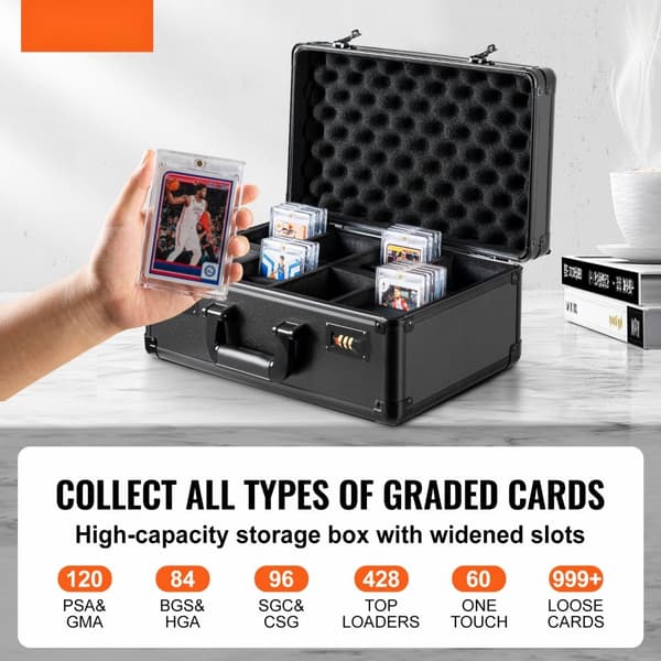 120 PSA Graderede Kort Opbevaringsboks, 4 Slots Sports Kortholder, Kodelås, Beskytter Samling.