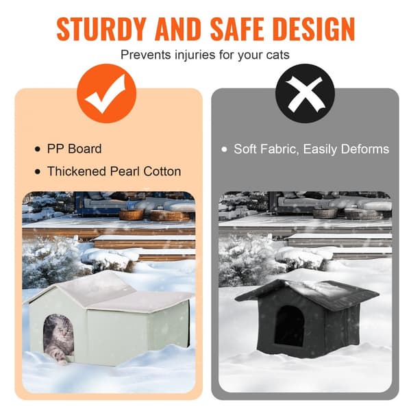 Opvarmet Kattehus Foldbart Kitty Shelter med Opvarmet Pad, Grøn, Stort, Hurtig Opvarmning, Komfortabelt Design.