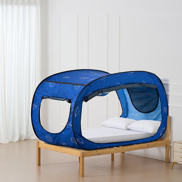 2-dørs sengetelt, åndbart, lys- og mørklægningsdesign med 0,33 m fiberstænger, ideelt til udendørs camping og fritid.