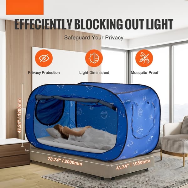 2-dørs sengetelt, åndbart, lys- og mørklægningsdesign med 0,33 m fiberstænger, ideelt til udendørs camping og fritid.