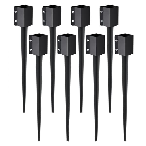 Hegnspæl Anker Jordspyd 8 Pack, 36 x 4 x 4 tommer, metal pulverlakeret, robust holdbarhed til postkasse og haverækværk.