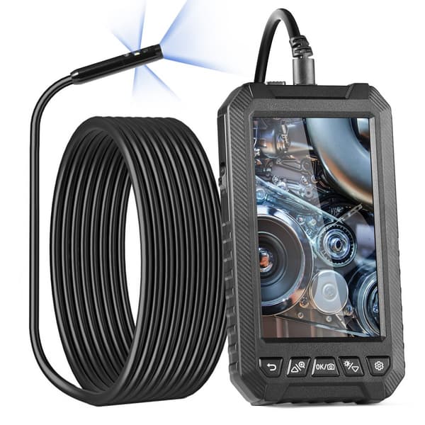 Endoskopkamera med lys, 3-linse boreskop, 16,4 FT kabel, 5 skærm, digital visning, perfekt til inspektion og reparation.