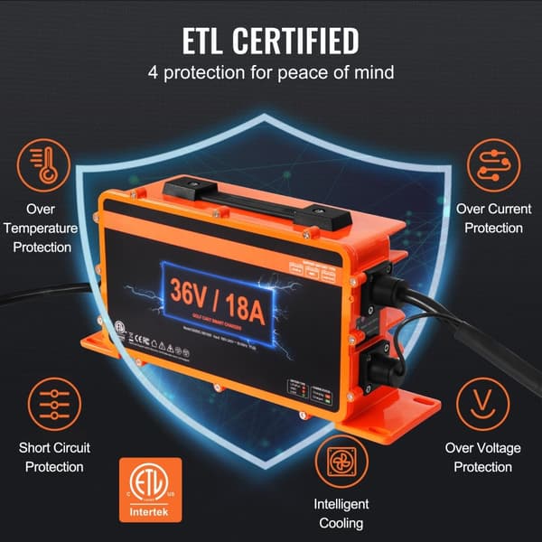 36 Volt 18 AMP Golfvogn Batterioplader til Club Car, EZGO, Yamaha, hurtig opladning, lang holdbarhed, god kompatibilitet.