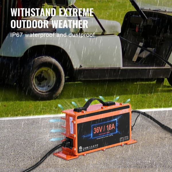 36 Volt 18 AMP Golfvogn Batterioplader til Club Car, EZGO, Yamaha, hurtig opladning, lang holdbarhed, god kompatibilitet.
