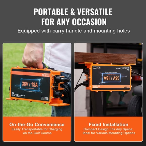 36 Volt 18 AMP Golfvogn Batterioplader til Club Car, EZGO, Yamaha, hurtig opladning, lang holdbarhed, god kompatibilitet.