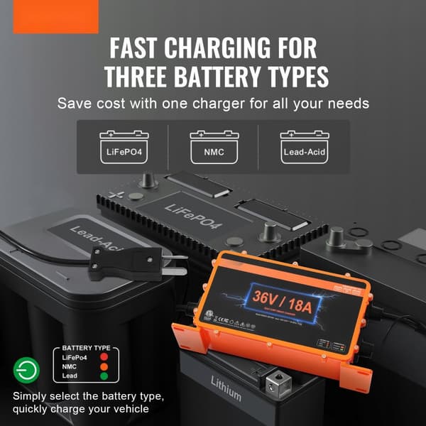36 Volt 18 AMP Golfvogn Batterioplader til Club Car, EZGO, Yamaha, hurtig opladning, lang holdbarhed, god kompatibilitet.