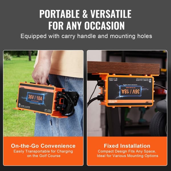 36V 18AMP Smart Golfvogn Batterioplader til EZGO D-Style, IP67, ETL, Hurtig Opladning, Lang Levetid