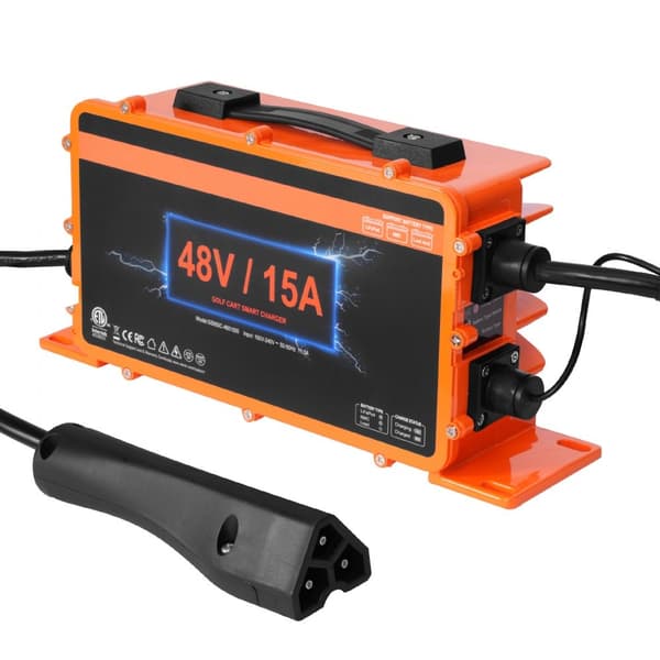 48 Volt 15 AMP Smart batterioplader til EZGO TXT RXV Golfvogn, IP67, ETL-godkendt, hurtig opladning