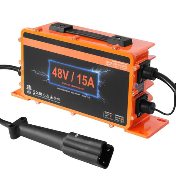 48 Volt 15 AMP Golfvogn Smart Batterioplader til Yamaha G29, IP67, Vandtæt, Hurtig Opladning, Effektiv Energiforvaltning.