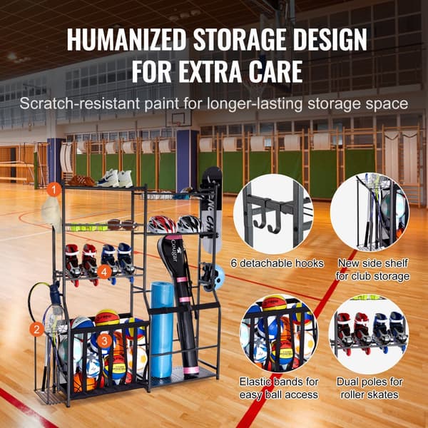 Golf Opbevaring Garage Organizer, 2 Golfbag Stativ Holder, Klub Rack, Boldvogn, Pladsbesparende, Stål, Holdbar, Let At Montere