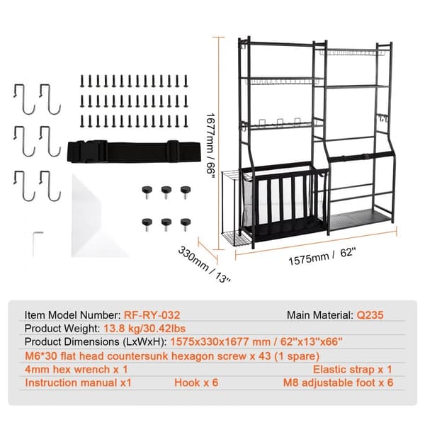 Golf Opbevaring Garage Organizer, 2 Golfbag Stativ Holder, Klub Rack, Boldvogn, Pladsbesparende, Stål, Holdbar, Let At Montere