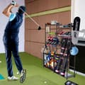 Miniatyrbillede 8 af 11: Golf Opbevaring Garage Organizer, 2 Golfbag Stativ Holder, Klub Rack, Boldvogn, Pladsbesparende, Stål, Holdbar, Let At Montere