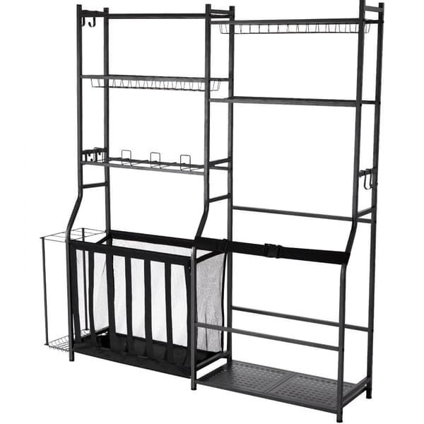 Golf Opbevaring Garage Organizer, 2 Golfbag Stativ Holder, Klub Rack, Boldvogn, Pladsbesparende, Stål, Holdbar, Let At Montere