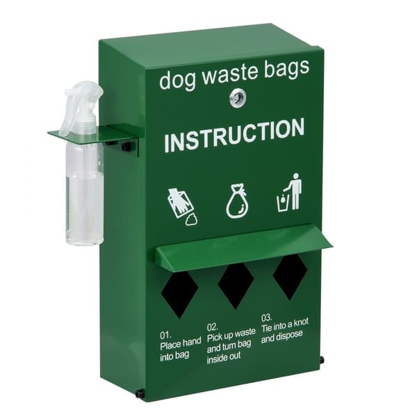 Hundeaffaldsstation med låsbar dispenser, 600 poser, praktisk hundeposeholder til nem bortskaffelse.