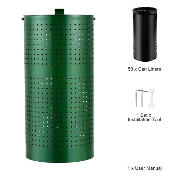 Hundbajskorg 11,5 gallons, väderbeständig med lock, hållbar, hygienisk, lättanvänd, perfekt för utomhusbruk