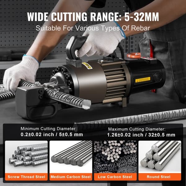 2300W elektrisk hydraulisk armeringsskär, skär upp till 32 mm, effektiv, kraftfull, perfekt för byggprojekt och reparationer