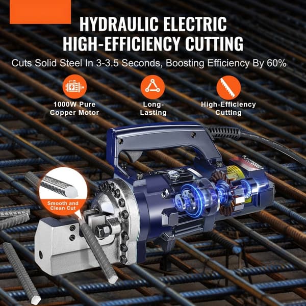 Elektrisk hydraulisk armeringsjärnsskärare 1000W, 3/4 tum #6 (4-20 mm), kraftfull och effektiv, idealisk för byggprojekt