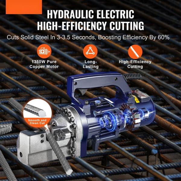 Elektrisk hydraulisk armeringsjärnsskärare 1350W, 7/8 tum (4-22 mm), kraftfull och effektiv, idealisk för byggprojekt