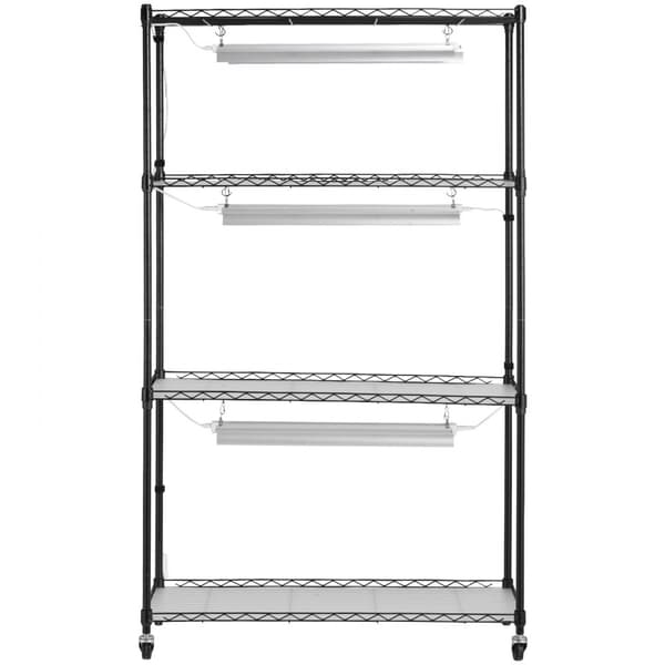 Växthusställning med växtbelysning, 4 våningar, 90W, justerbar höjd, odlingshylla för inomhusbruk, 150 cm hög, perfekt för växter och blommor