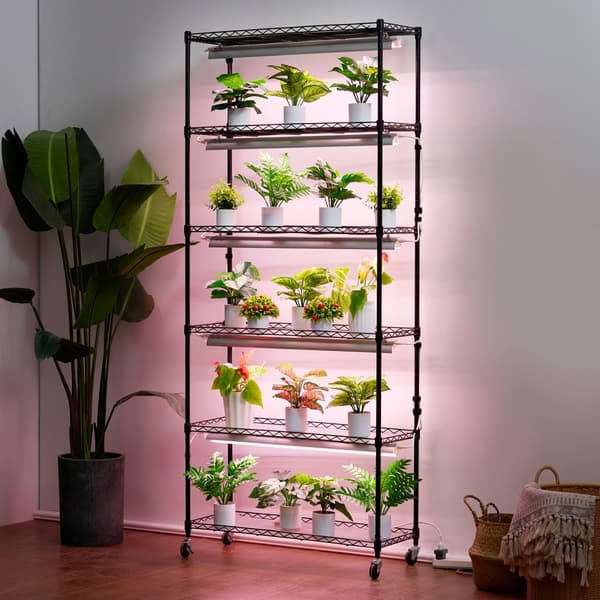 Kasviteline 6-tasoa, 150W, kasvuvaloilla, 70.9 cm korkea, kasvien kasvatukseen, säännellään lämpötilaa