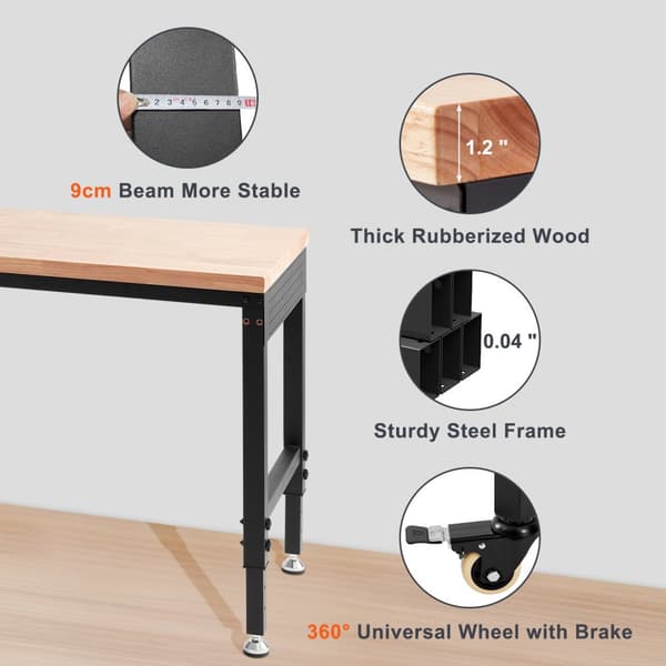 Säädettävä työpöytä 71,1-100,3 cm, kätevä työpajajakso, ergonominen muotoilu, tilaa säästävä ratkaisu