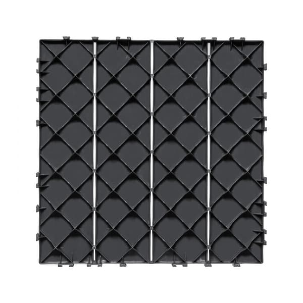 Interlocking Dock Plattor 36 Pack 12x12 Mörkgrå Plast, Hållbar och Vattentålig för Utomhusbruk, Enkel Montering