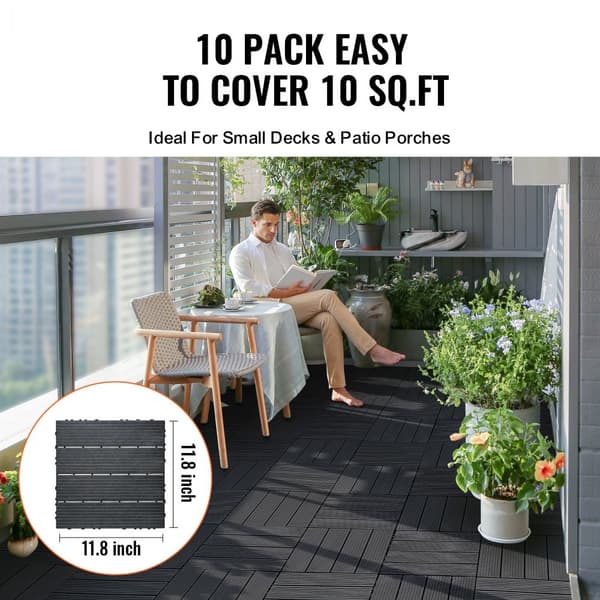 Syllatäckplattor 10-pack 12x12 mörkgrå plast, hållbara och interlocking, perfekt för utomhus, enkel installation, stilren design