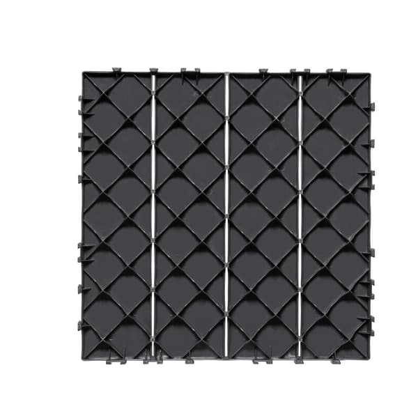 Interlocking Deck Fliser 54 Pakke 12x12 Tommer Plast til Terrasse Mørkegrå, Vandtæt, Holdbar, Let at Installere.