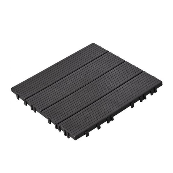 Interlocking Deck Fliser 54 Pakke 12x12 Tommer Plast til Terrasse Mørkegrå, Vandtæt, Holdbar, Let at Installere.
