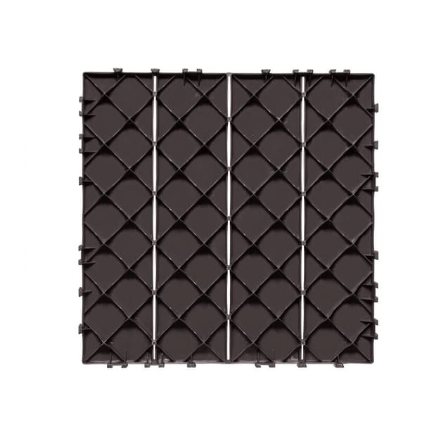Interlocking Deck Fliser 10-pak, 30x30 cm, Vandtætte, Mørkebrune, Perfekte til Porch, Lette at Installere, Holdbare Kvalitet.