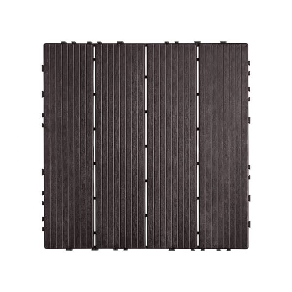 Interlocking Deck Fliser 10-pak, 30x30 cm, Vandtætte, Mørkebrune, Perfekte til Porch, Lette at Installere, Holdbare Kvalitet.