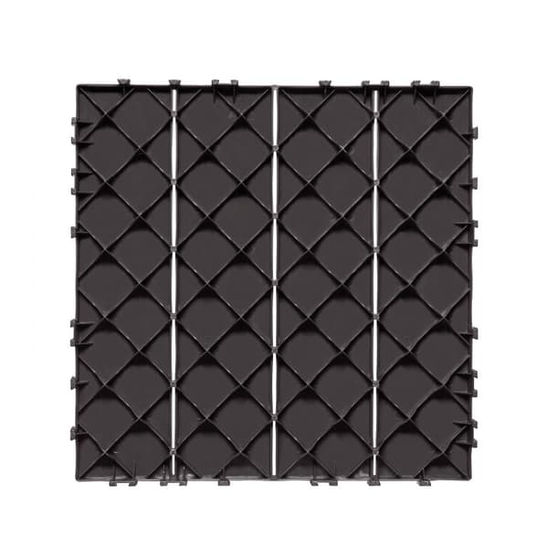 Lukittavat Kansilaatat 12x12, 36-Pakkaus, Vedenpitävä, Tummanruskea, Kuistille