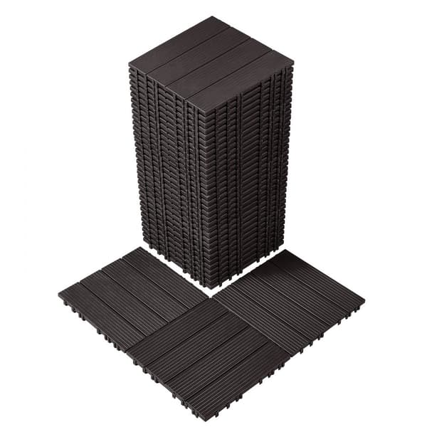 Lukittavat Kansilaatat 12x12, 36-Pakkaus, Vedenpitävä, Tummanruskea, Kuistille