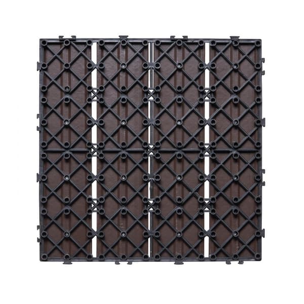 Vandtætte interlocking deck fliser i plast træ 10 pakke, 12x12, ideelle til veranda og udendørs brug.