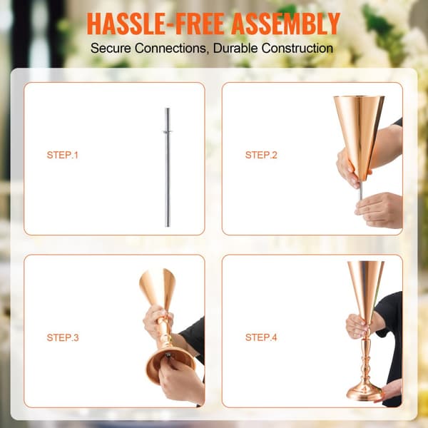 10 STK 43 cm/16,9” Høj Metal Guldbryllupsblomst Vase Trompet, Perfekt til Borde, Elegant Dekoration