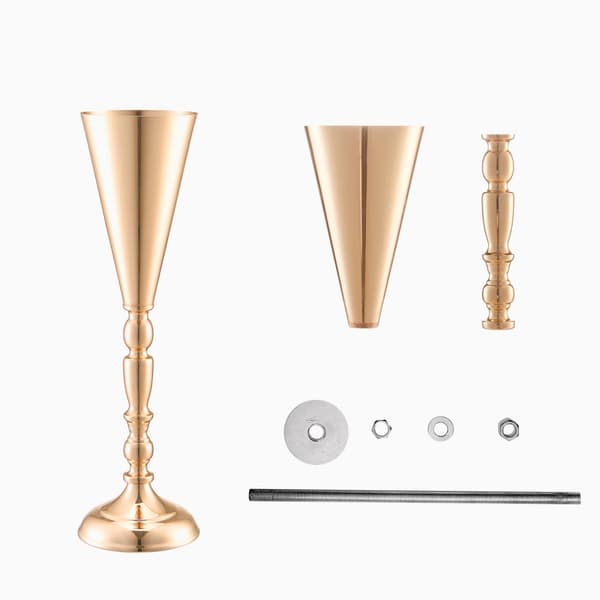 10 STK 43 cm/16,9” Høj Metal Guldbryllupsblomst Vase Trompet, Perfekt til Borde, Elegant Dekoration