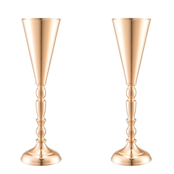 10 STK 43 cm/16,9” Høj Metal Guldbryllupsblomst Vase Trompet, Perfekt til Borde, Elegant Dekoration