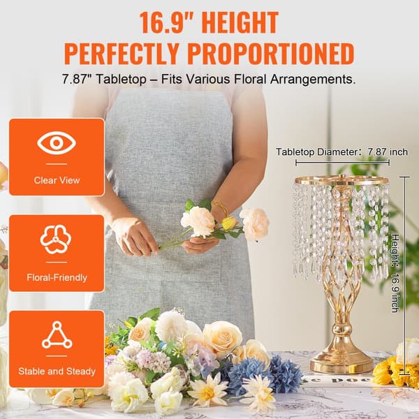 Bröllopsblomstervas, 43 cm/16,9”, hög kristall, elegant festdekoration, 20 STK, perfekt för bröllop och evenemang