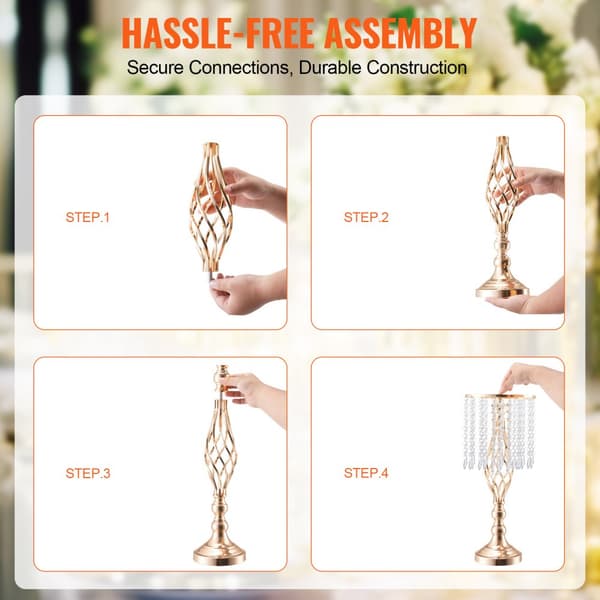 12 STK 49 cm/19,3” høj krystal blomsterstativ vase, elegant festindretning, holdbar dekoration, perfekt til bryllupper og events.