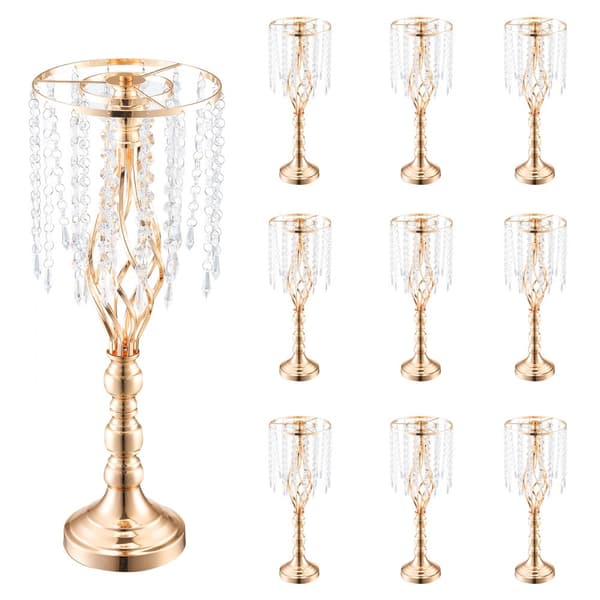 10 STK 55 cm/21,65” Krystal Blomsterstativ Vase, Elegant Festindretning, Ideel til Bryllup og Selskab, Høj Kvalitet.
