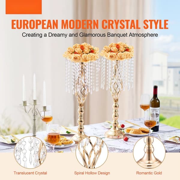 10 STK 55 cm/21,65” Krystal Blomsterstativ Vase, Elegant Festindretning, Ideel til Bryllup og Selskab, Høj Kvalitet.