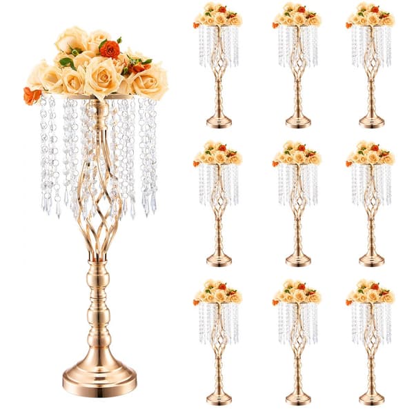 10 STK 55 cm/21,65” Krystal Blomsterstativ Vase, Elegant Festindretning, Ideel til Bryllup og Selskab, Høj Kvalitet.