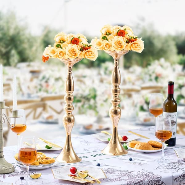 24 stk Bryllupsblomstvase i metal, 50 cm/19,7”, Guld blomsterstativ til bord, elegant dekoration til bryllupper.