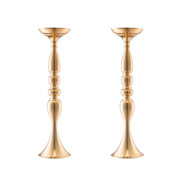24 stk Bryllupsblomstvase i metal, 50 cm/19,7”, Guld blomsterstativ til bord, elegant dekoration til bryllupper.
