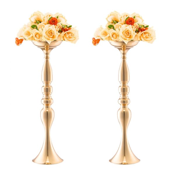24 stk Bryllupsblomstvase i metal, 50 cm/19,7”, Guld blomsterstativ til bord, elegant dekoration til bryllupper.