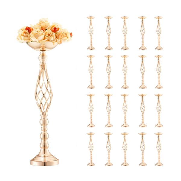 20 STK 58 cm/22,83” Bryllupsblomstvase, Metal Guld Blomsterstativ til Bord, Elegant Dekoration, Høj Kvalitet.